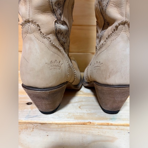 Junk Gypsy by Lane Hard to Handle over the knee cowgirl boots in tonal Cream - Picture 4 of 11